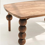 Обеденный стол деревянный с круглыми декоративными элементами на ножках Koko варинант исполнения - 4 | Loft Concept во Владивостоке