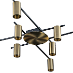 Потолочный светильник с 10-ю цилиндрическими плафонами цвета латунь TRIBES CHANDELIER варинант исполнения - 2 | Loft Concept во Владивостоке