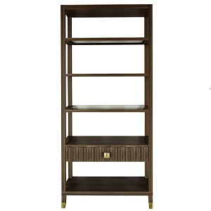 Стеллаж Elsa Dreams Walnut со стеклянными полками и ящиком