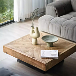 Дизайнерский журнальный стол квадратный с черным трапециевидным основанием Wokab варинант исполнения - 2 | Loft Concept во Владивостоке