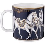 Кружка из фарфора синяя с изображением лошадей 400 мл Porcelain Horse Set варинант исполнения - 1 | Loft Concept во Владивостоке