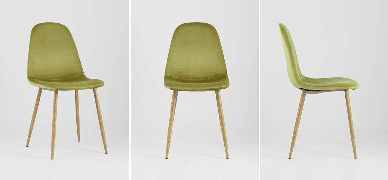 Стул Archie Chair Велюр Фисташковый цвет Деревянные ножки Стул Archie Chair Велюр Фисташковый цвет Деревянные ножки - Loft-Concept во Владивостоке