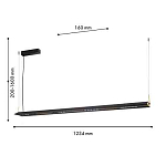 Подвесной светильник линейный вытянутой формы с черным матовым корпусом и золотистыми акцентами Line Pendant варинант исполнения - 1 | Loft Concept во Владивостоке