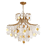 Люстра подвесная с белыми и золотыми круглыми подвесками Диаметр 70 см SHELL Chandelier варинант исполнения - 1 | Loft Concept во Владивостоке