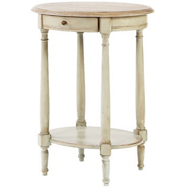 Круглый кофейный стол с ящиком Emilien Montmartre Provence Coffee Table Слоновая кость Светлый дуб Круглый кофейный стол с ящиком Emilien Montmartre Provence Coffee Table Слоновая кость Светлый дуб во Владивостоке | Loft Concept