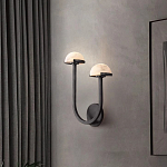 Бра с 2-мя мраморными плафонами на черном корпусе Light Warm Light варинант исполнения - 2 | Loft Concept во Владивостоке