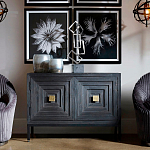 Тумба черная из дерева двухдверная Geometric Double Door Nightstand варинант исполнения - 5 | Loft Concept во Владивостоке