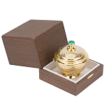 Сахарница металлическая с гравировкой и натуральным камнем Малахит в подарочной коробке Metal Stone Sugar Bowls варинант исполнения - 3 | Loft Concept во Владивостоке