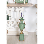 Ваза зеленого цвета из фарфора на высокой подставке с бронзовыми ручками Eden Garden porcelain and bronze варинант исполнения - 4 | Loft Concept во Владивостоке