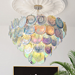 Люстра с каскадом из круглых разноцветных стеклянных дисков Mother of Pearl Iridescence варинант исполнения - 1 | Loft Concept во Владивостоке