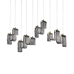 Подвесной светильник линейный с плафонами волнистой формы из фактурного стекла Big Wave варинант исполнения - 2 | Loft Concept во Владивостоке