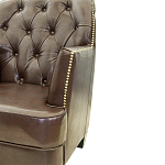 Кресло кожаное c мягкими подлокотниками на 4-х деревянных ножках из массива березы Joseph Armchair brown варинант исполнения - 3 | Loft Concept во Владивостоке