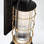 Настенный фонарь цилиндрической формы с рифленым стеклом в золотом каркасе на черном прямоугольном основании Eurofase варинант исполнения - 4 | Loft Concept во Владивостоке