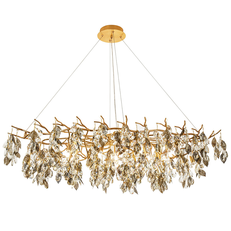 Люстра с хрустальными подвесками и металлическими в виде листьев Fairytree Light Chandelier 15 Золотой Прозрачный Люстра с хрустальными подвесками и металлическими в виде листьев Fairytree Light Chandelier 15 Золотой Прозрачный во Владивостоке | Loft Concept