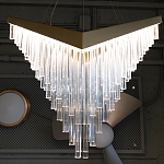 Люстра золотого цвета в форме галочки с каскадом длинных прозрачных трубок Eurofase варинант исполнения - 13 | Loft Concept во Владивостоке