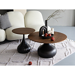 Столик журнальный с круглой деревянной столешницей на черном фактурном основании Bourgeon варинант исполнения - 5 | Loft Concept во Владивостоке