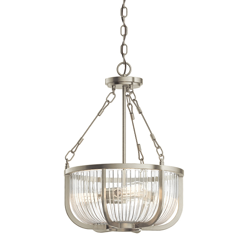 Люстра подвесная с чашеобразным плафоном из прозрачных стеклянных прутьев Kichler Никель Прозрачный Латунь во Владивостоке | Loft Concept 