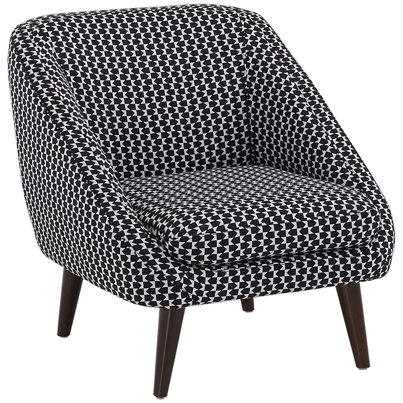 Кресло с черно-белым принтом Pauley Black White Armchair Черно-белый Коричневый Кресло с черно-белым принтом Pauley Black White Armchair Черно-белый Коричневый во Владивостоке | Loft Concept