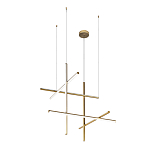 Люстра с 6-ю  пересекающимися цилиндрическими плафонами на тонких тросах Trumpet tube варинант исполнения - 2 | Loft Concept во Владивостоке