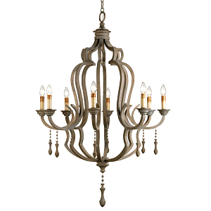 Люстра деревянная с подвесками Gray Curved Profile