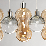 Люстра с 3-мя плафонами волнообразной формы цвета янтарь и 2-мя прозрачными шарообразными плафонами Lucid Rain  варинант исполнения - 7 | Loft Concept во Владивостоке
