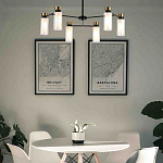 Люстра потолочная с 6-ю цилиндрическими плафонами из стекла и черным каркасом Noir Poise варинант исполнения - 3 | Loft Concept во Владивостоке