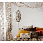 Подвесной светильник вертикальной овальной формы украшенный белыми круглыми бусинами Gradient Oval Pendant Lamp White варинант исполнения - 3 | Loft Concept во Владивостоке