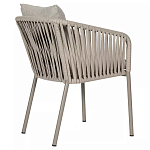 Стул серо-бежевый с декоративным плетением на спинке и подлокотниках Chair Weave варинант исполнения - 3 | Loft Concept во Владивостоке