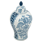 Ваза с крышкой и голубым цветочным рисунком 37 см Blue & White Ornament варинант исполнения - 1 | Loft Concept во Владивостоке