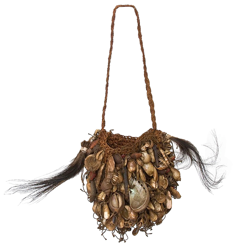 Декоративный аксессуар сумка из ракушек и перьев Aboriginal Bag Brown Коричневый Декоративный аксессуар сумка из ракушек и перьев Aboriginal Bag Brown Коричневый во Владивостоке | Loft Concept