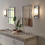 Бра для ванных комнат с цилиндрическим плафоном на прямоугольном зеркальном основании Feiss варинант исполнения - 2 | Loft Concept во Владивостоке