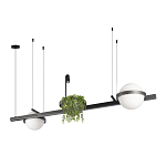 Подвесной светильник линейный с 2-мя шарообразными плафонами и цилиндрическим спотом Light of Еyes варинант исполнения - 8 | Loft Concept во Владивостоке