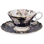 Чайный набор из фарфора темно-синий с рисунком цветов на 6 персон 12 предметов 280 мл Garden Whisper Porcelain Set  варинант исполнения - 5 | Loft Concept во Владивостоке