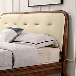 Кровать двуспальная с каркасом из дерева и мягким изголовьем Moon Walnut Bed варинант исполнения - 2 | Loft Concept во Владивостоке