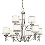 Люстра с белыми тканевыми абажурами в прозрачных стеклянных цилиндрах Kichler варинант исполнения - 1 | Loft Concept во Владивостоке