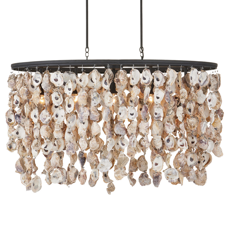 Люстра овальная с подвесками из устричных раковин Sea Ravens Черный во Владивостоке | Loft Concept 