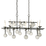 Люстра подвесная с 8-ю лампами и стеклянными круглыми подвесками Currey & Company варинант исполнения - 1 | Loft Concept во Владивостоке