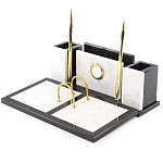 Настольный письменный набор из белого мрамора с часами Marble Accessory варинант исполнения - 2 | Loft Concept во Владивостоке