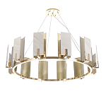 Люстра подвесная круглая с прямоугольными мраморными и золотистыми панелями на металлическом каркасе Диаметр 118 см Marble square Chandelier варинант исполнения - 2 | Loft Concept во Владивостоке