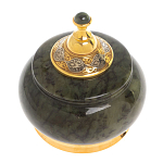 Икорница с крышкой с гравировкой из натурального камня Нефрит Decorative Cavair Dishes варинант исполнения - 6 | Loft Concept во Владивостоке