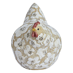 Статуэтка курица с резными белыми цветами на бежевой фактурной поверхности Rustic Chicken варинант исполнения - 1 | Loft Concept во Владивостоке