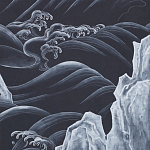 Обои ручная роспись Matsushima Waves Roka on Edo Night painted silk варинант исполнения - 1 | Loft Concept во Владивостоке