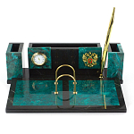 Настольный письменный набор из змеевика с часами и календарницей Successful Leader варинант исполнения - 1 | Loft Concept во Владивостоке