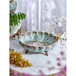 Чаша из голубого фарфора на бронзовых ножках с рисунком цветов и фигурками стрекоз Blue Garden варинант исполнения - 3 | Loft Concept во Владивостоке