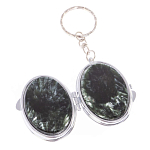 Зеркало брелок карманное двухстороннее из натурального камня Серафинит Stone Mirrors варинант исполнения - 2 | Loft Concept во Владивостоке