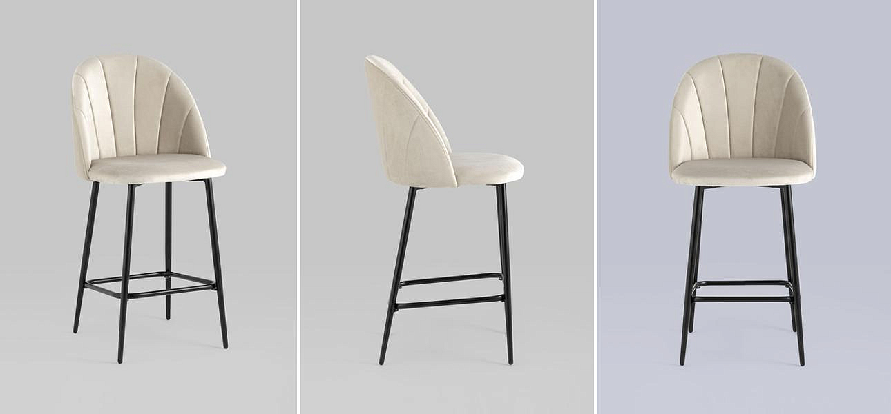 Барный Стул Balsari S Chair Молочный Велюр Барный Стул Balsari S Chair Молочный Велюр - Loft-Concept во Владивостоке