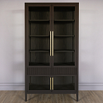 Витрина Primo со стеклянными фасадами и 2 ящиками Темный орех варинант исполнения - 1 | Loft Concept во Владивостоке