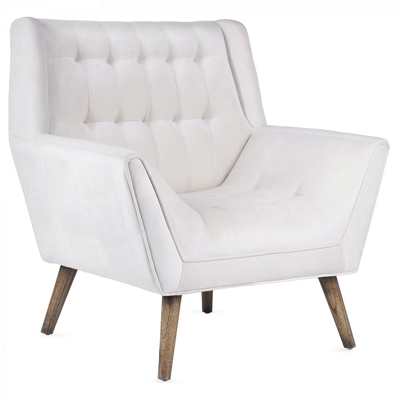 Кресло Danish Modern Armchair Tufted Accent белый велюр ivory ( слоновая кость ) Кресло Danish Modern Armchair Tufted Accent белый велюр ivory ( слоновая кость ) во Владивостоке | Loft Concept
