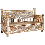 Скамья с резным декором из массива манго Grey Mango Collection Bench M варинант исполнения - 1 | Loft Concept во Владивостоке