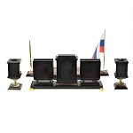 Настольный письменный набор из креноида и змеевика на бронзовых ножках Marble Accessory варинант исполнения - 4 | Loft Concept во Владивостоке